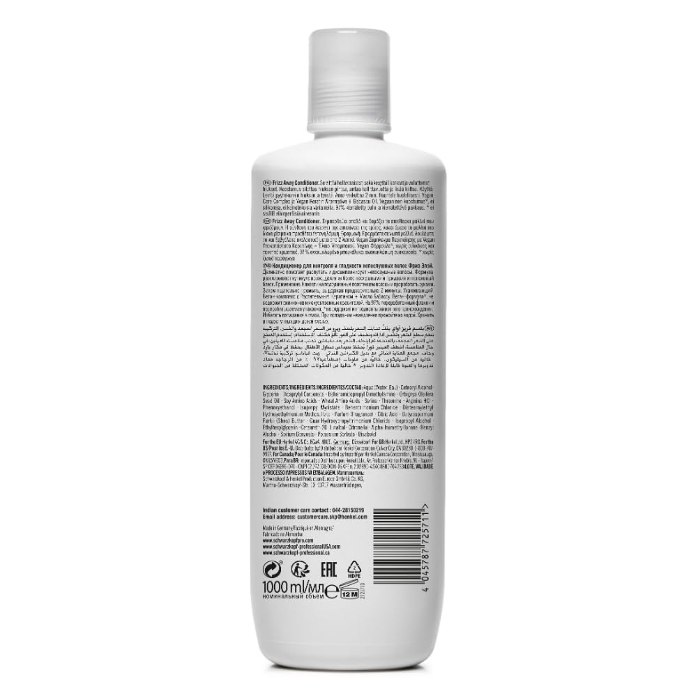 Schwarzkopf Professional Bonacure Frizz Away Shampoo with Babassu Oil 1L - 8