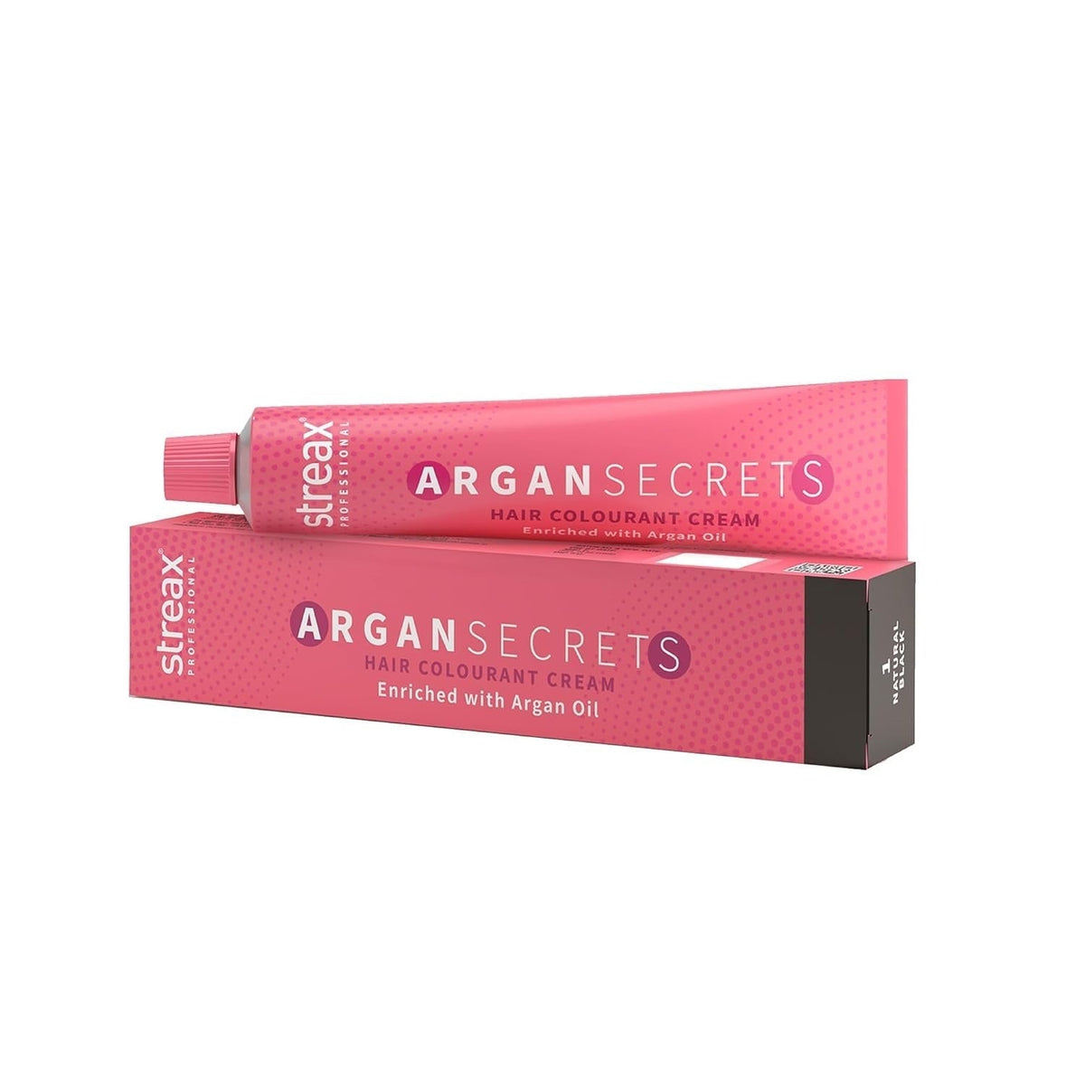 Streax Professional Argan Secrets Permanent Hair Colourant Cream - Natural Black 1 (Enriched with Argan Oil) 60 gm - 1