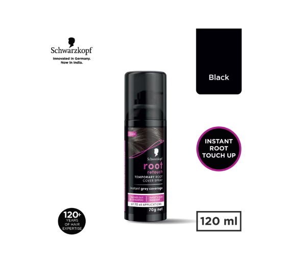 Schwarzkopf Root Retouch Instant Temporary Hair Spray - Black (120ml) - 2