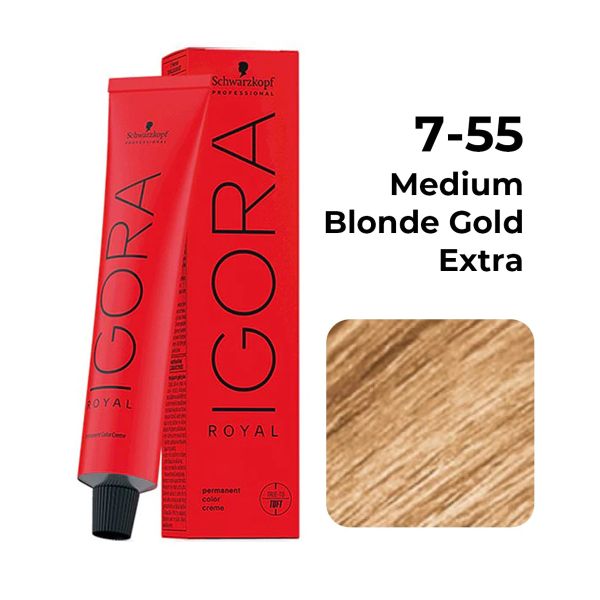 Schwarzkopf Professional Igora Royal Permanent Color Creme (7-55 Medium Blonde Gold Extra) (60 ml) - 1