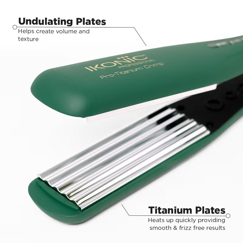 Ikonic Professional Pro Titanium Crimp Emerald Hair Crimper