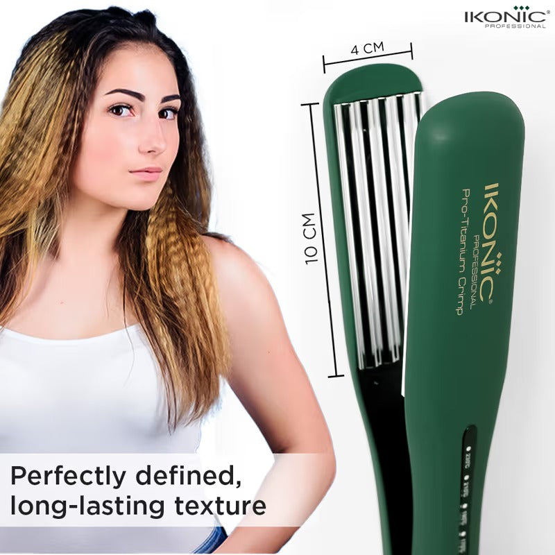 Ikonic Professional Pro Titanium Crimp Emerald Hair Crimper