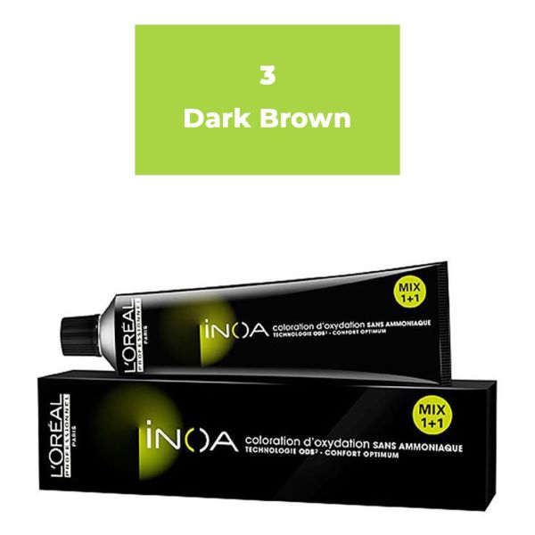 L'oreal Professionnel Paris INOA Ammonia-free Permanent Hair Color - 3 (Dark Brown) - 1