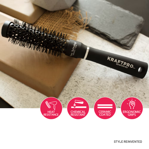 KRAFTPRO 19mm Ceramic & Ionic Tech & Anti-Static, Round Hair brush for Blow Drying, Curling, Straightening, Add Volume & Shine - Styling Tools - 2
