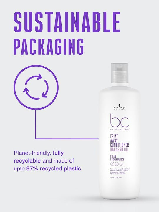 Schwarzkopf Professional Bonacure Frizz Away Conditioner with Babassu Oil for Dry Hair-1L - 7