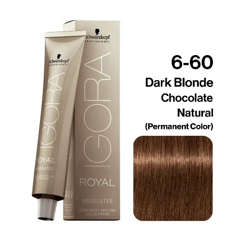 Schwarzkopf Igora Royal Absolutes Hair Color (6-60 Dark Blonde Chocolate) Natural 60ml - 1