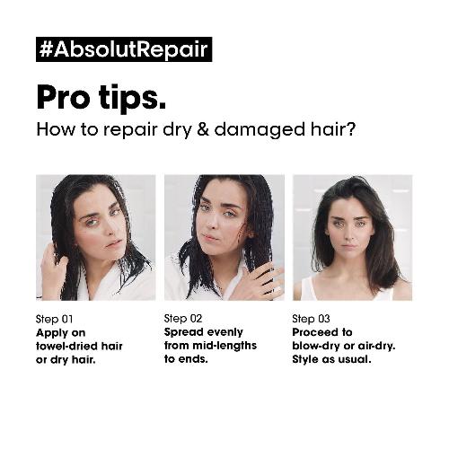 L'OREAL PROFESSIONNEL PARIS Absolut Repair Hair Oil For Dry & Damaged Hair, 90ml 10-In-1 Multi-Benefit Leave-In Hair Oil With Wheat Germ Oil - 4