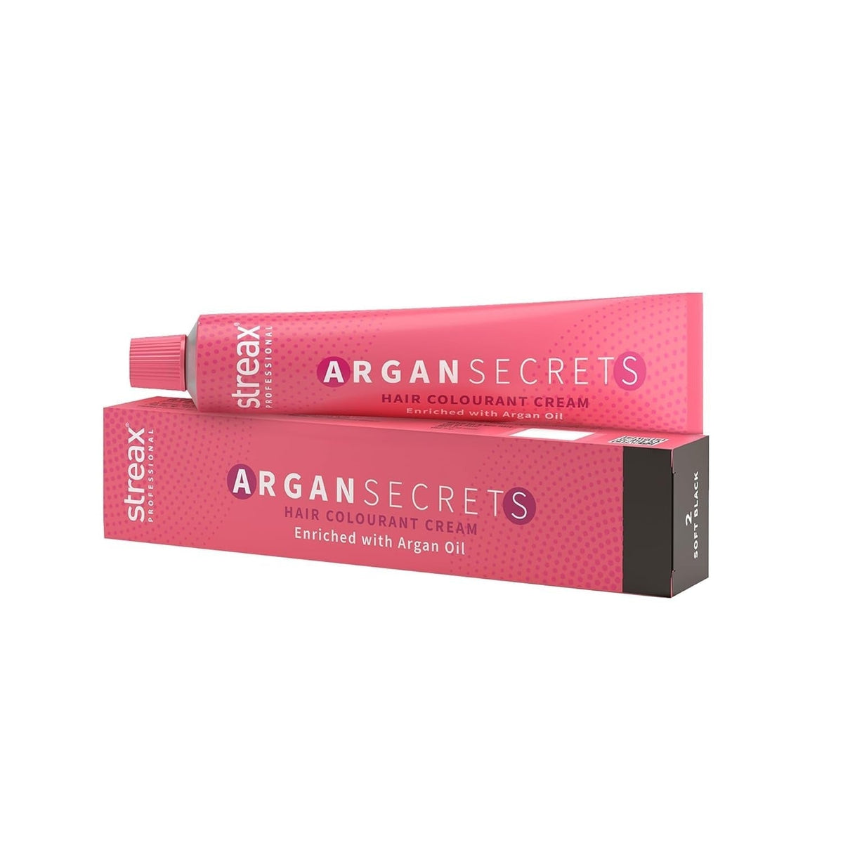 Streax Professional Argan Secrets Permanent Hair Colourant Cream - Soft Black 2 (Enriched with Argan Oil) 60 gm - 1