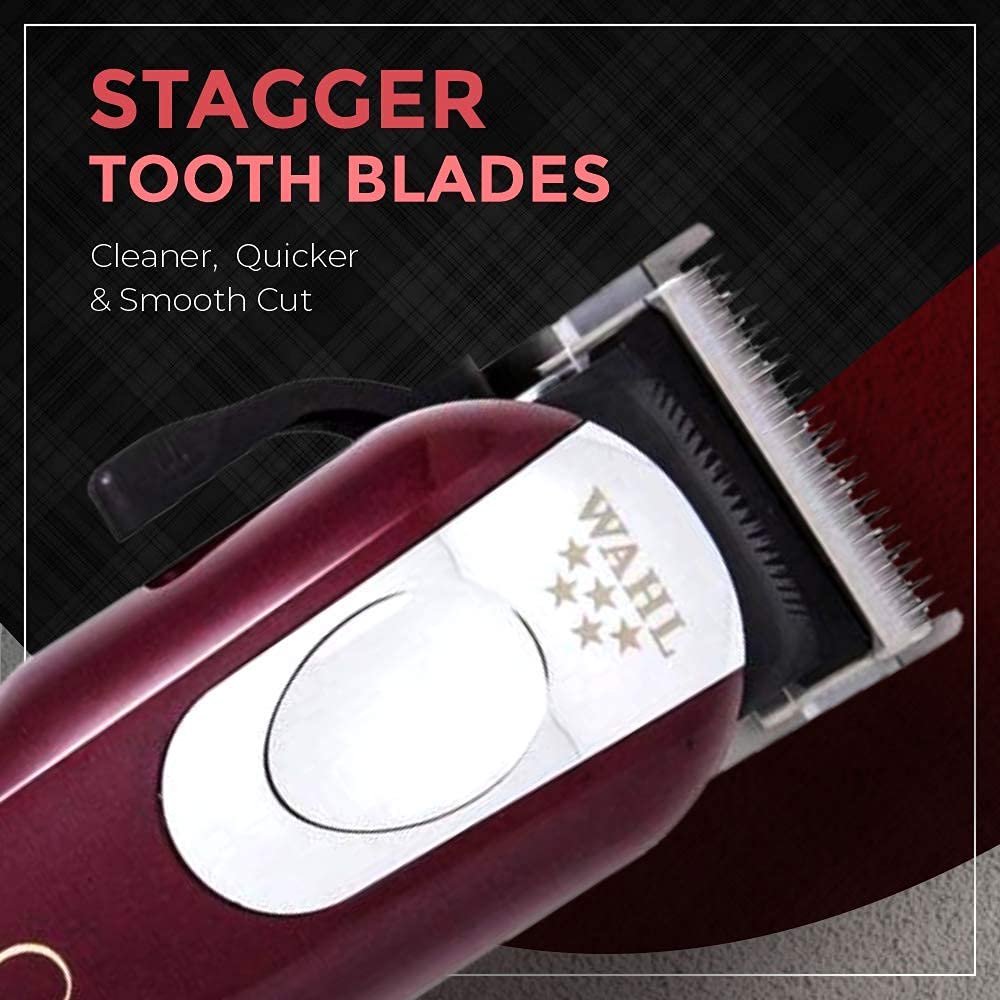 Wahl India 08148-324 Cord/Cordless India Professional Magic Clipper; 0.5-1.2 mm cutting lengths; 90 minute run time; Maroon - 6