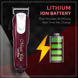 Wahl India 08148-324 Cord/Cordless India Professional Magic Clipper; 0.5-1.2 mm cutting lengths; 90 minute run time; Maroon - 5