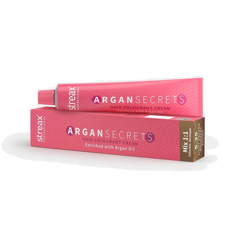 Streax Professional Argan Secrets Hair Colourant Cream - Light Golden Mahogany Brown 5.35 - 1