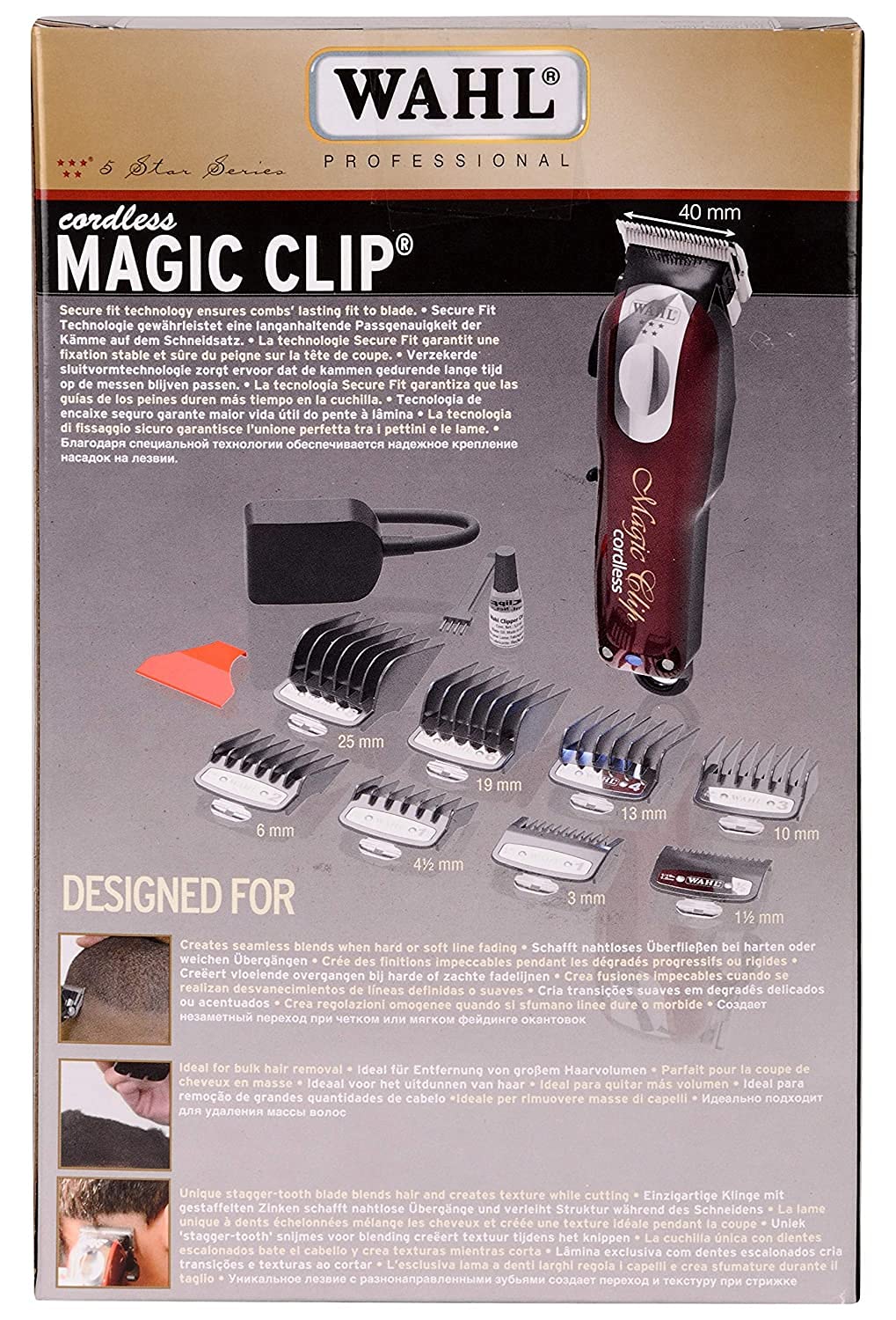Wahl India 08148-324 Cord/Cordless India Professional Magic Clipper; 0.5-1.2 mm cutting lengths; 90 minute run time; Maroon - 9