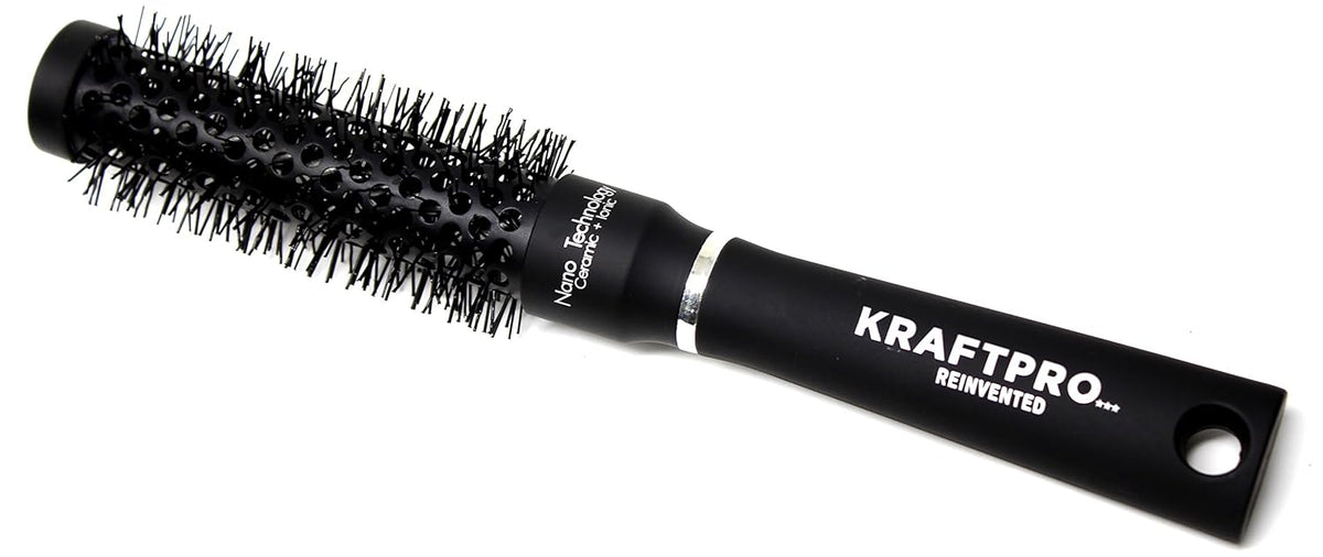 KRAFTPRO 25mm Ceramic & Ionic Tech & Anti-Static, Round Hair brush for Blow Drying, Curling, Straightening, Add Volume & Shine - Styling Tools - 1