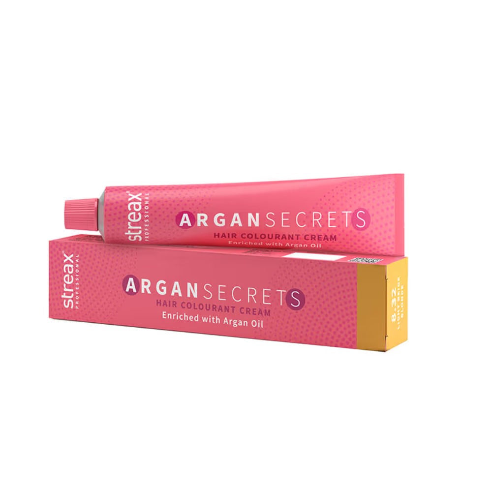 Streax Professional Argan Secrets Hair Colourant Cream - Light Beige Blonde 8.32 (60gm) - 1