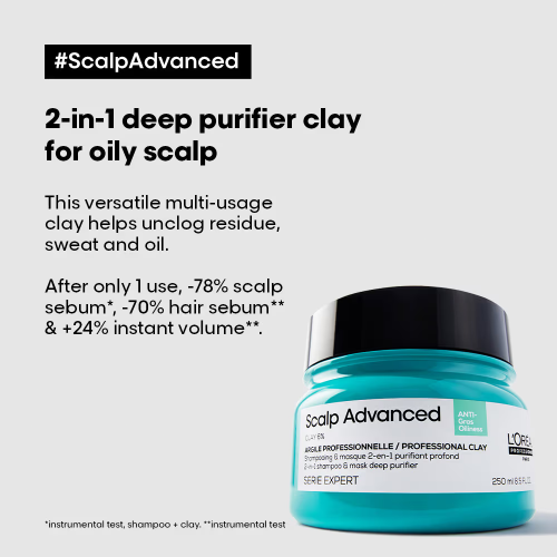 L'Oreal Professionnel Scalp Advanced Anti Oiliness in Deep Purifier Clay For Oily Scalp (250ml) - 2