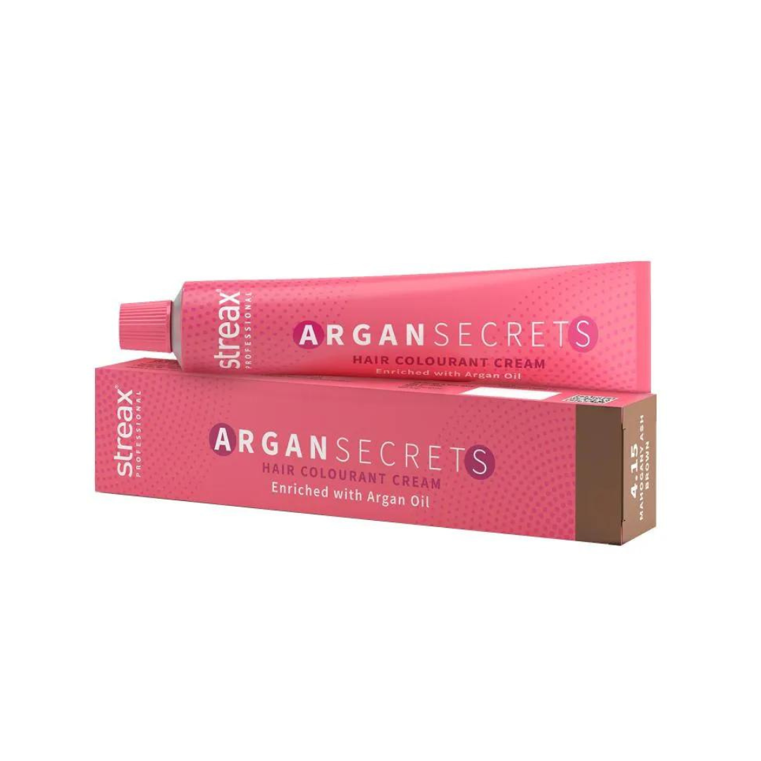 Streax Professional Argan Secrets Hair Colourant Cream - Mahogany Ash Brown 4.15 (60gm) - 1
