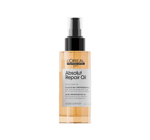 L'OREAL PROFESSIONNEL PARIS Absolut Repair Hair Oil For Dry & Damaged Hair, 90ml 10-In-1 Multi-Benefit Leave-In Hair Oil With Wheat Germ Oil - 1