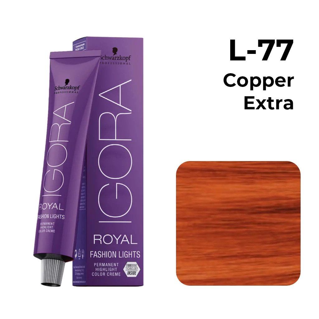Schwarzkopf Professional IGORA Royal Fashion Lights Permanent Highlight Color Creme (L-77 Copper Extra) - 1