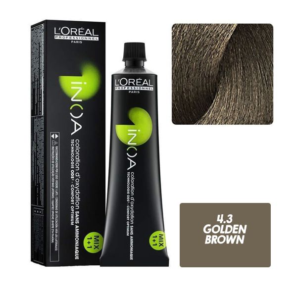 L'oreal Professionnel Paris INOA Ammonia-free Permanent Hair Color - 4.3 (Golden Brown) - 1