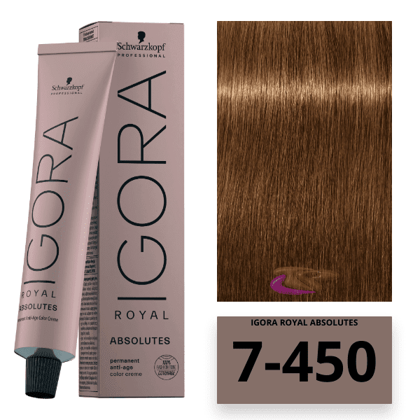 Schwarzkopf Igora Royal Absolutes Hair Color (7-450 Medium Blonde Beige Gold) 60ml - 1